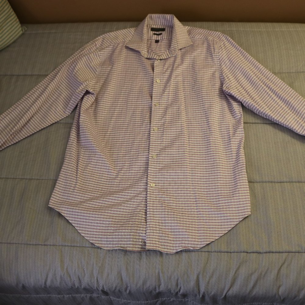 Calvin Klein Spread Collar Checkered Dress Shirt